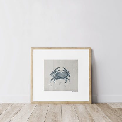 Vintage Crab on Stone. Framed Print