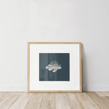 Vintage Lionfish on Blue